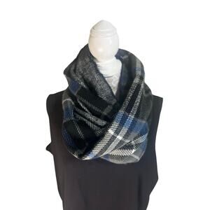 Blue and Black Plaid Cozy Infinity Scarf- Preppy Style